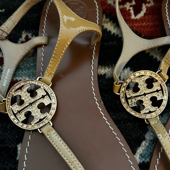 Tory Burch Mini Miller Rhinestone Strappy Sandals 10 - Picture 3 of 3